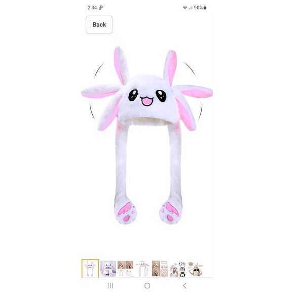 New Girls Easter Bunny Rabbit Hat Ears Move Pink White CUTE NWT - Picture 1 of 10